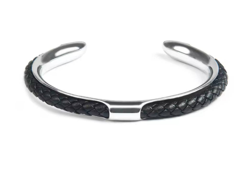 Bracelet Homme « Leather King » Noir Argent | Bijoux d'exception | Paris