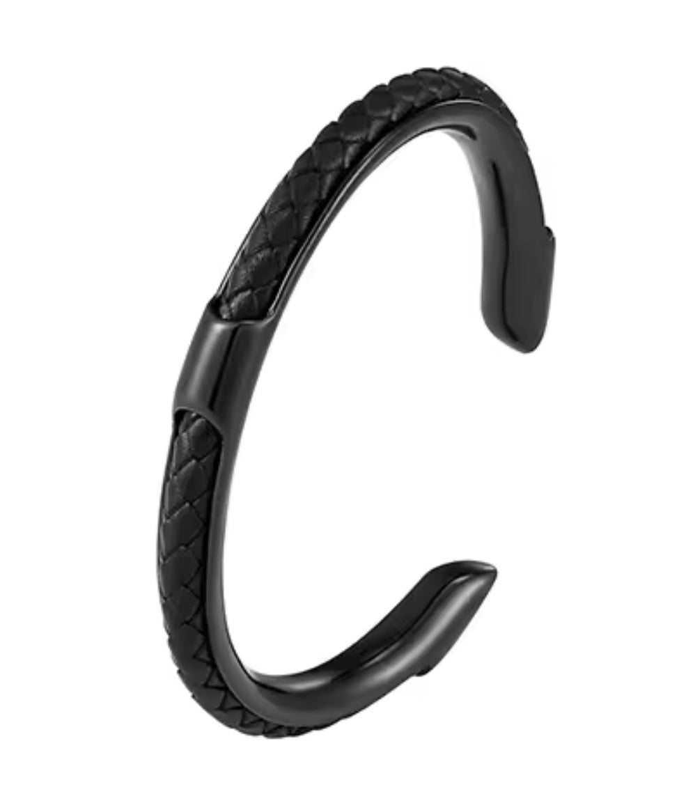 Bracelet Homme « Leather King » All Black  | Bijoux d'exception | Paris